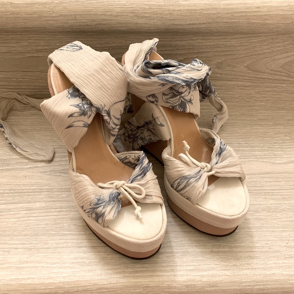 Hermes Silk Platform Sandals Size 36